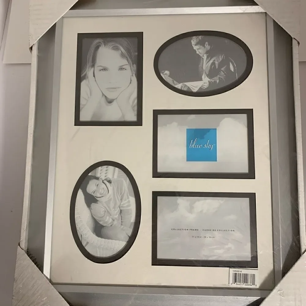 Blue Sky Collection Silver Frame Matted Photo 5 Separate 3x5 Inch Photo Opening